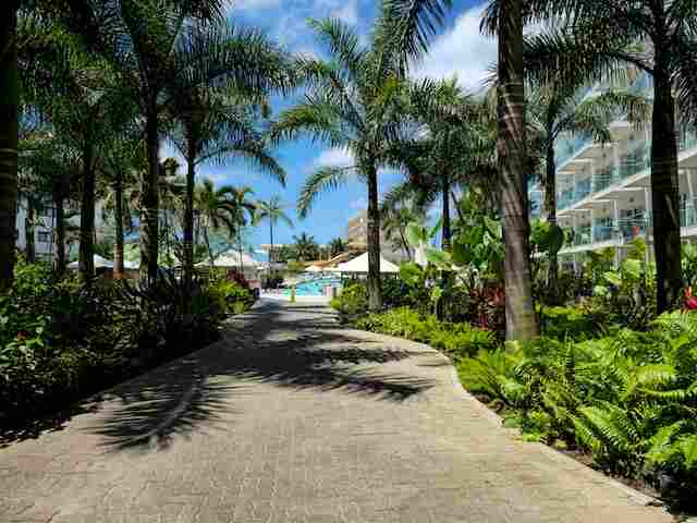 The walkway Sonesta Maho resort in Sint Maarten.