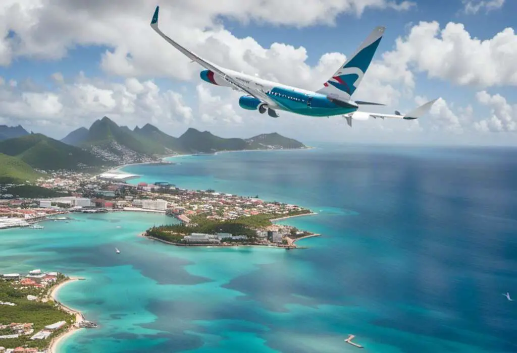 Plane flying over Sint Maarten