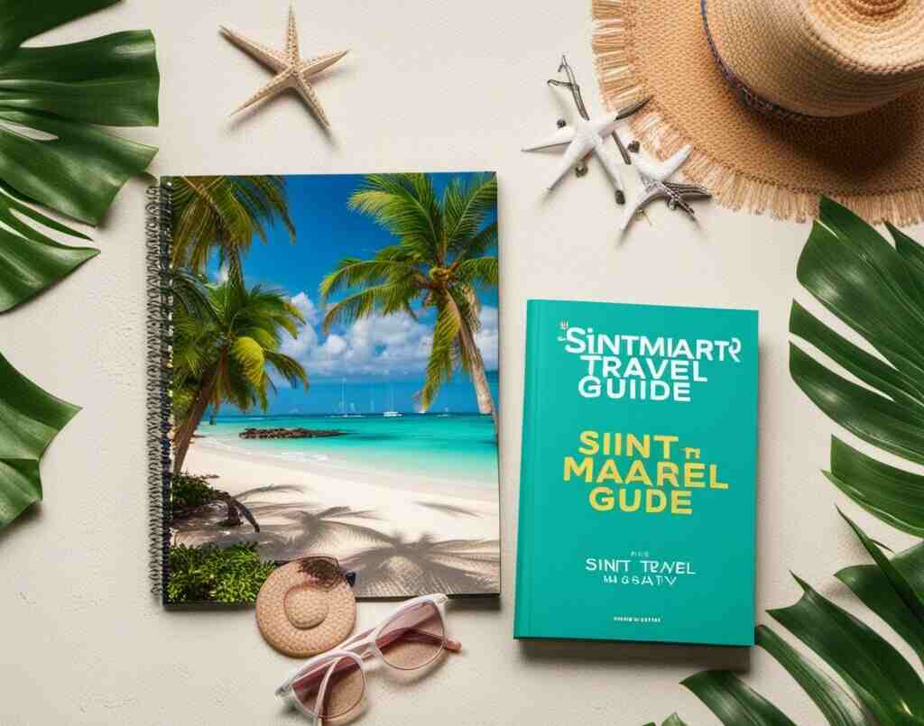 A Sint Maarten Travel Guide on a table.