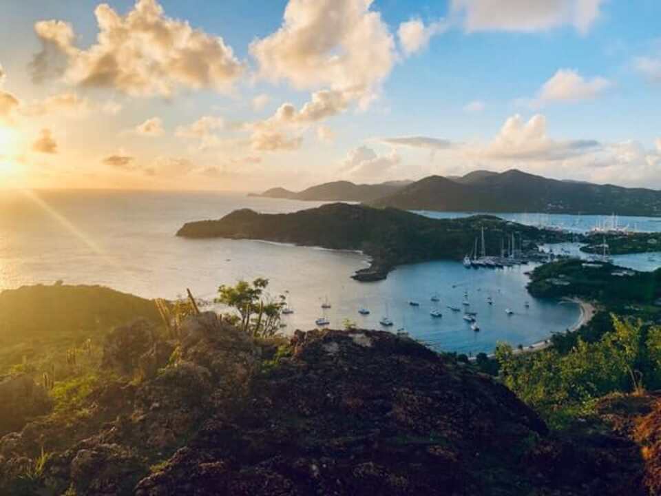 An aerial view of Antigua and Barbuda.