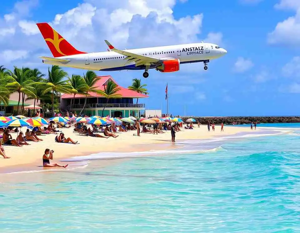 A picturesque scene of Maho Beach in St. Maarten