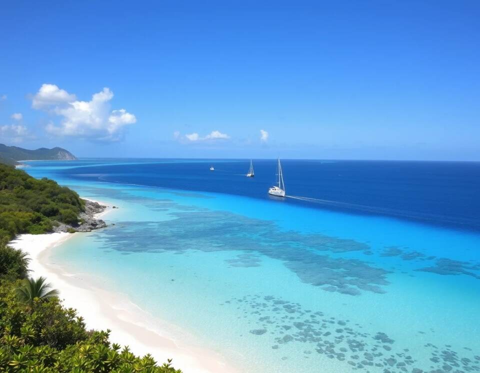 A serene view of Saint Martin's stunning coastline,